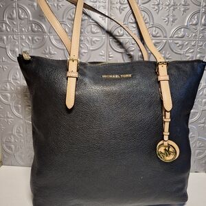 Michael Kors Black and Tan Leather Tote